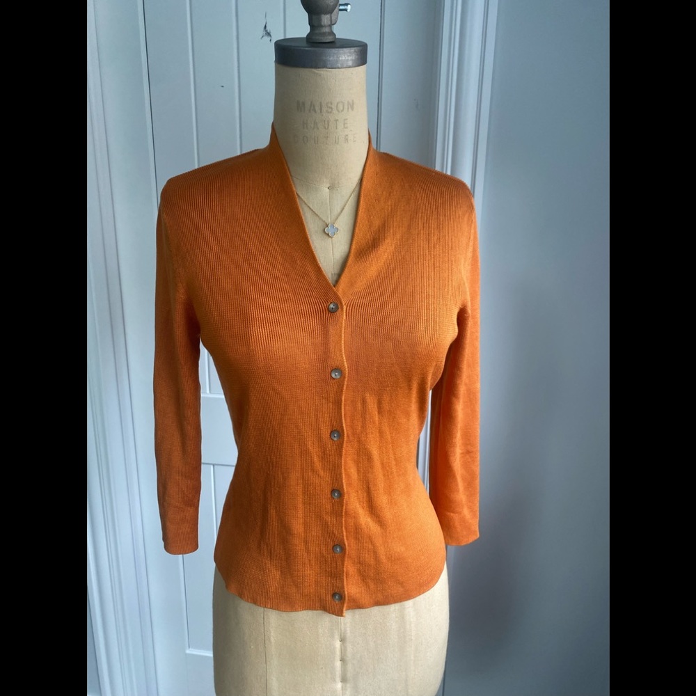 Orange Button-Up Women's Sweater